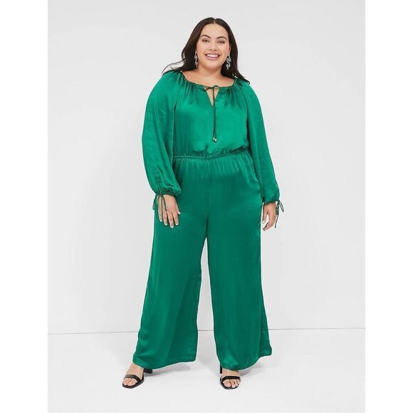 Lane Bryant Wide Leg Drawstring Jumpsuit size 20 NWT - Picture 1 of 16